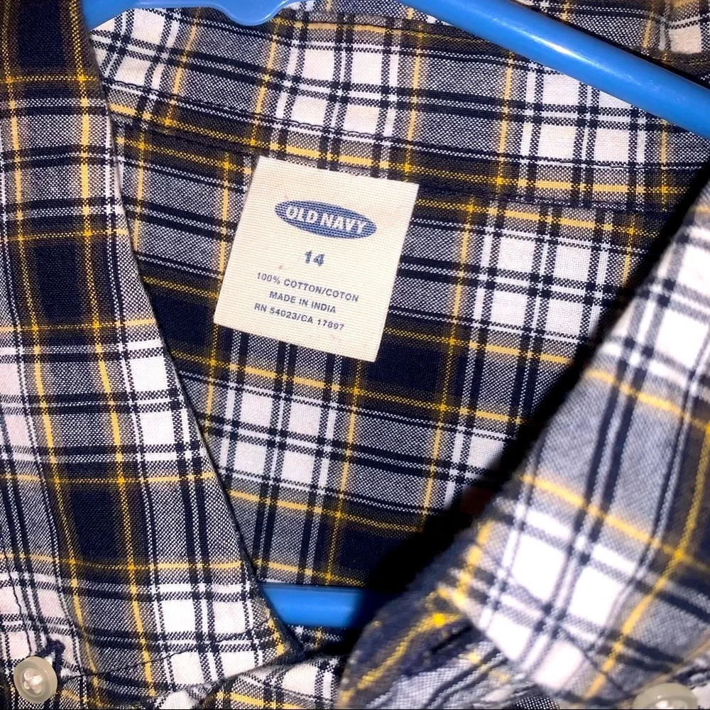 Old Navy Plaid/Check Size 14 Boys Button Down Cotton Shirt